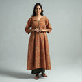 Orange - pedana kalamkari printed cotton kurta with palazzo