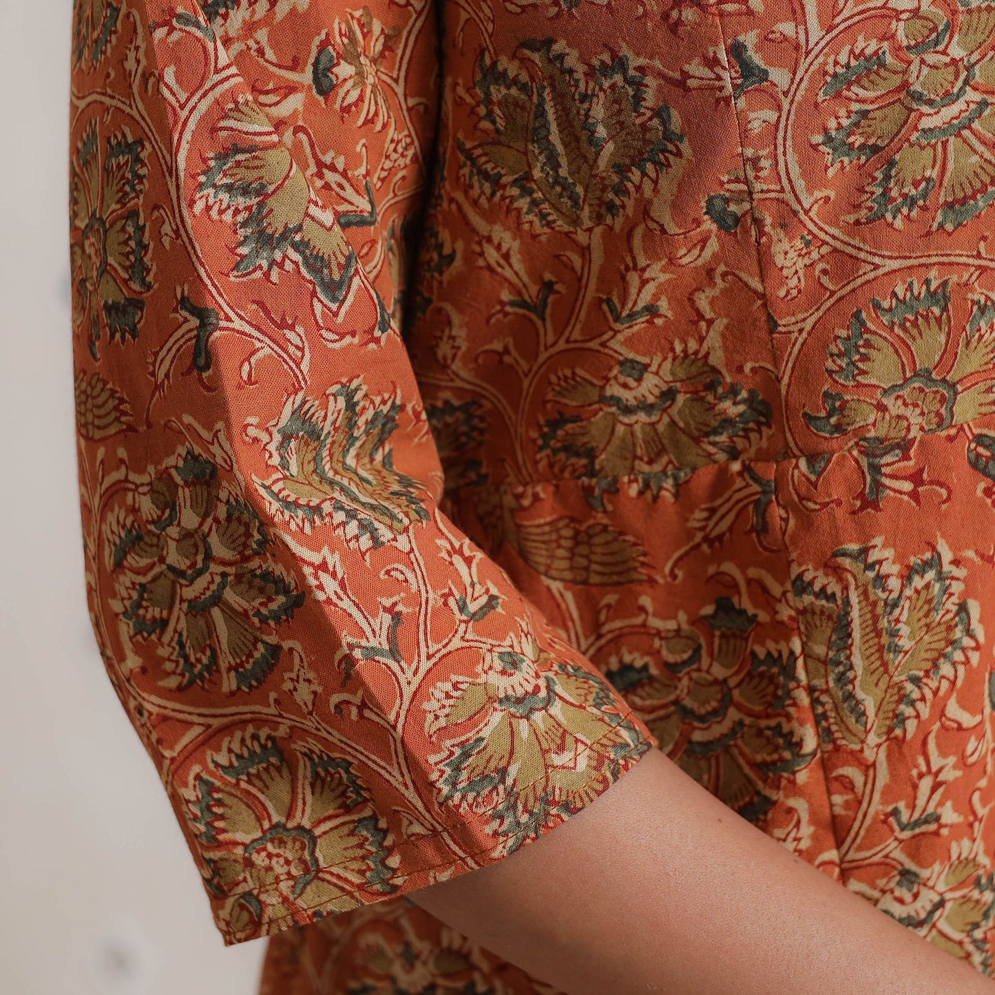 Buy Pedana Kalamkari Block Printed Cotton A-Line Kurta 05 Online at iTokri.com