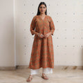 Buy Pedana Kalamkari Block Printed Cotton A-Line Kurta 05 Online at iTokri.com