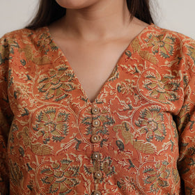 Buy Pedana Kalamkari Block Printed Cotton A-Line Kurta 05 Online at iTokri.com
