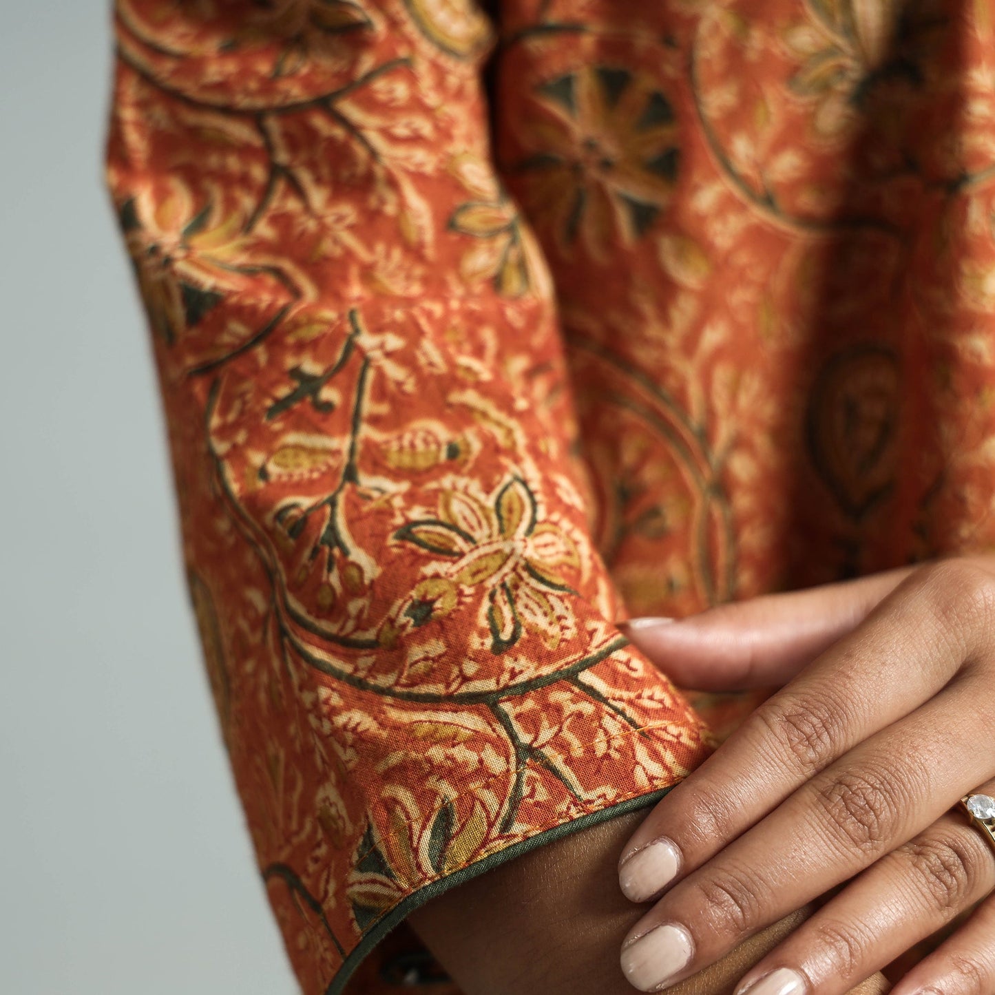 Orange - pedana kalamkari printed cotton kurta with palazzo