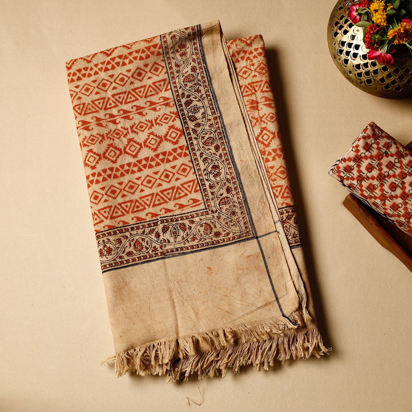  Pedana Kalamkari Block Printing Handloom Cotton Towel 