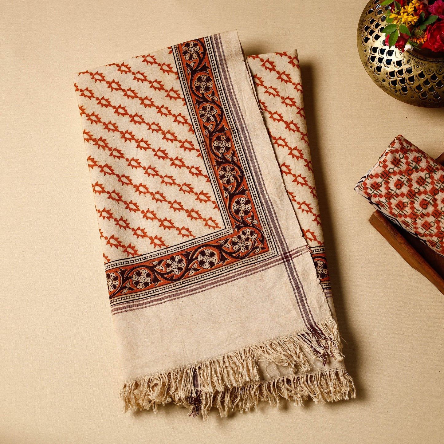 Buy Pedana Kalamkari Block Printed Handloom Cotton Towel Online at iTokri.com