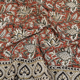 Orange Pedana Kalamkari Block Printed Natural Dyed Cotton Scarf