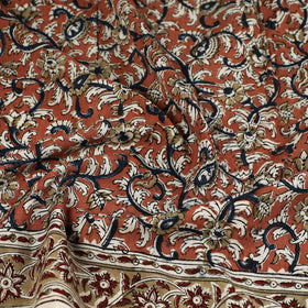 Orange Pedana Kalamkari Block Printed Natural Dyed Cotton Scarf