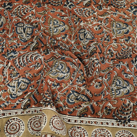 Orange Pedana Kalamkari Block Printed Natural Dyed Cotton Scarf