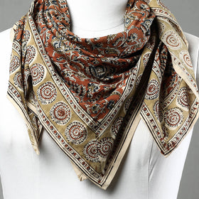 Orange Pedana Kalamkari Block Printed Natural Dyed Cotton Scarf