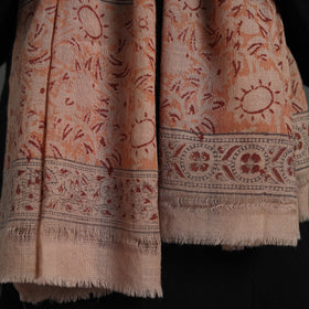 Orange Block Print Pedana Kalamkari Wool Stole