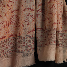 Orange Block Print Pedana Kalamkari Wool Stole