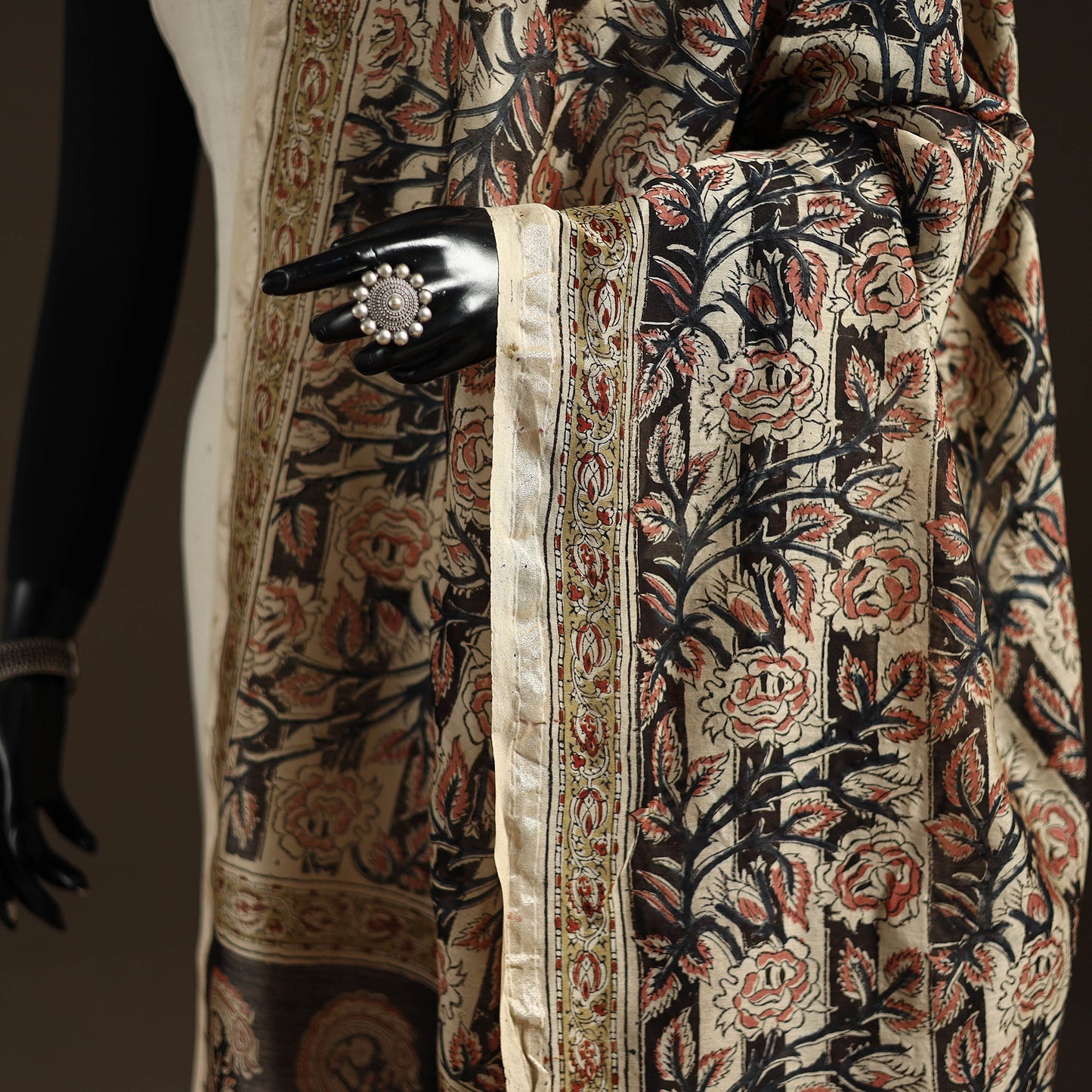 Orange - pedana natural dyed hand kalamkari dupatta