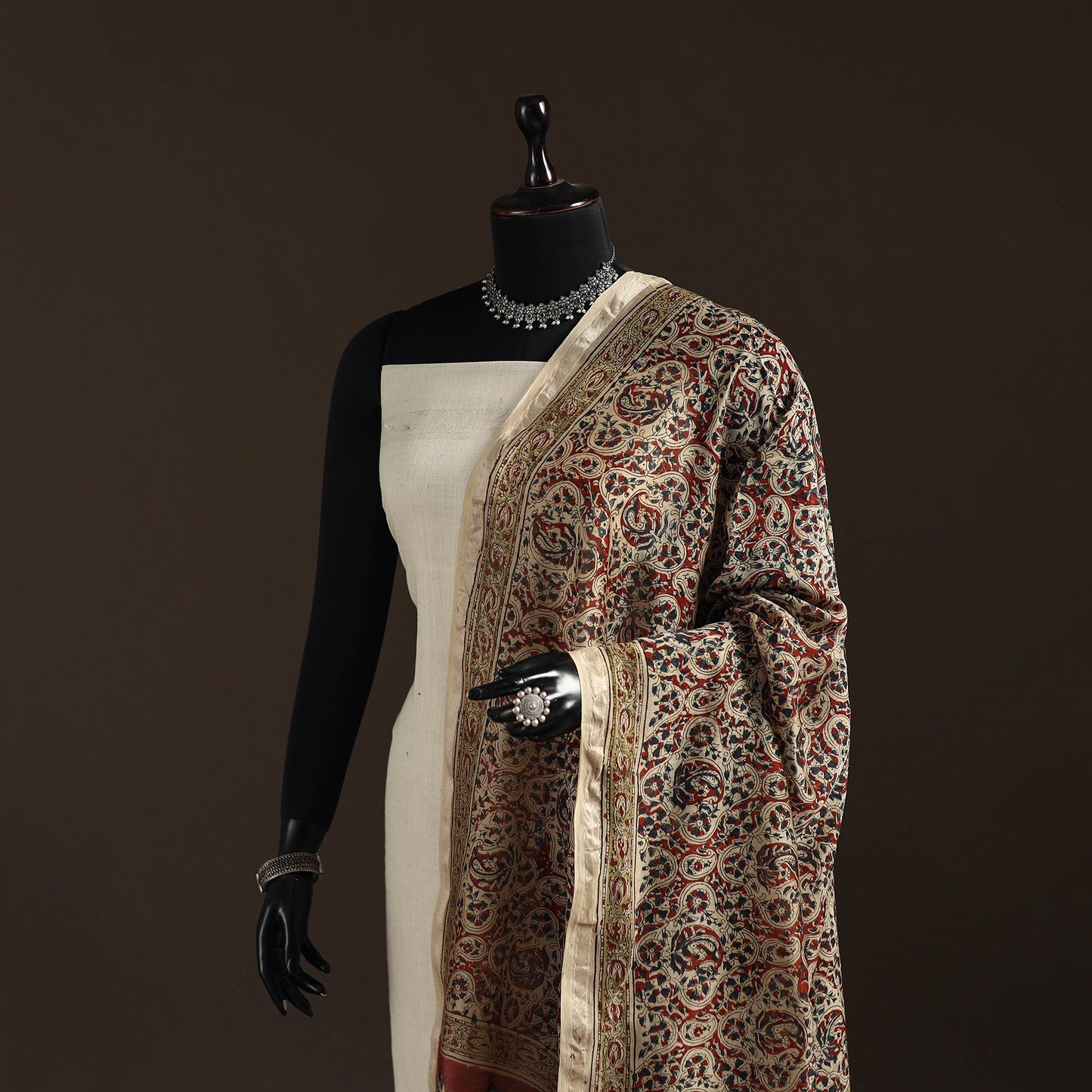 Orange - pedana natural dyed hand kalamkari dupatta