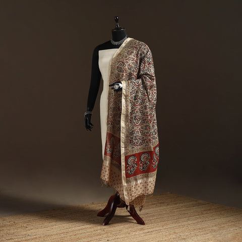 Orange - pedana natural dyed hand kalamkari dupatta