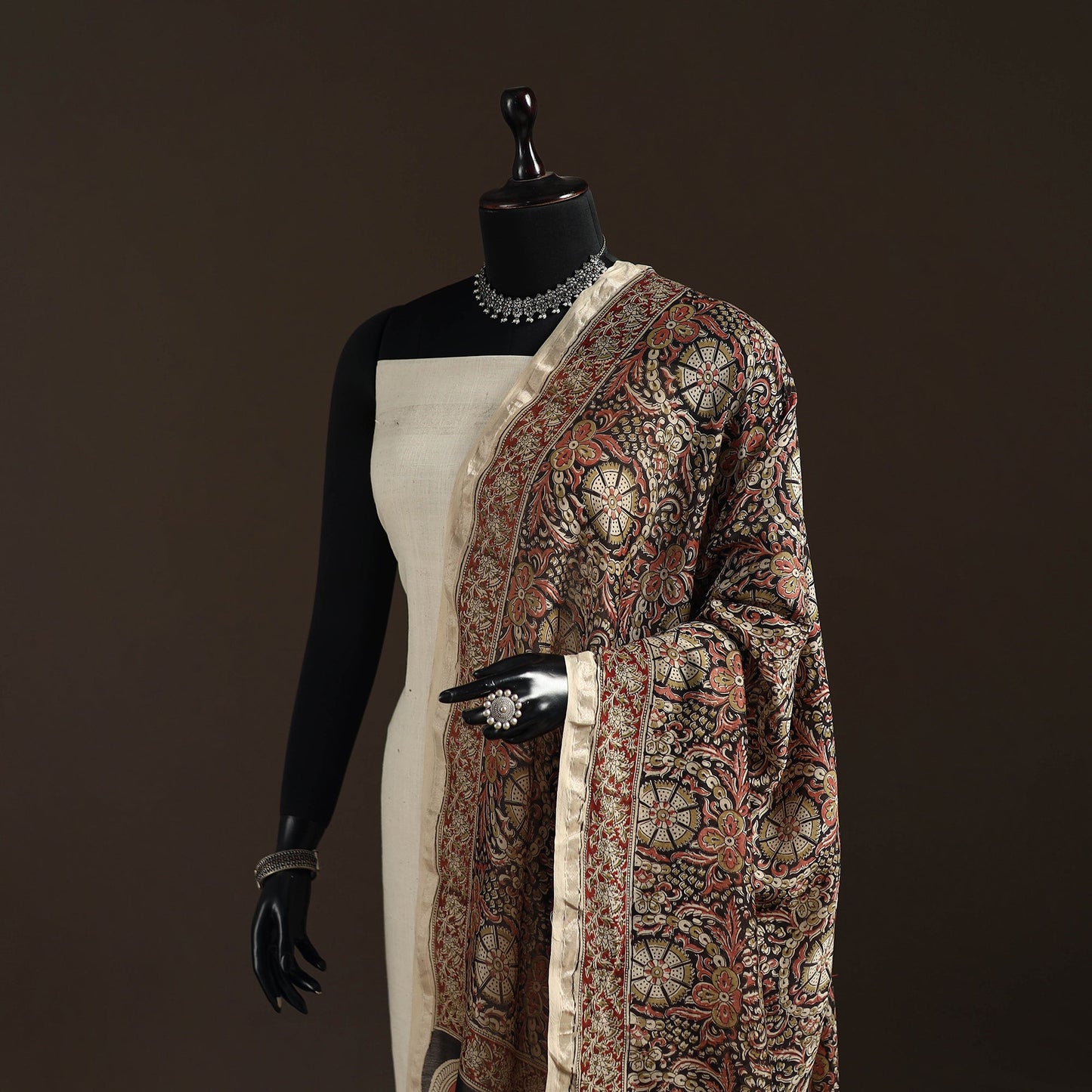 Orange - pedana natural dyed hand kalamkari dupatta