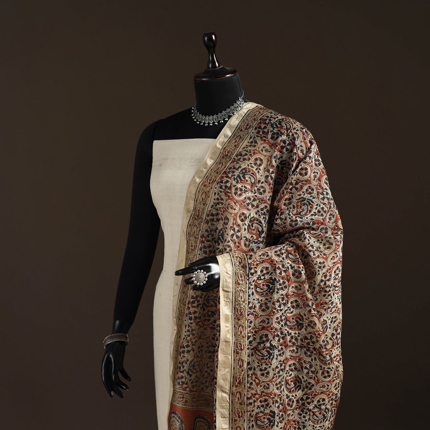 Orange - pedana natural dyed hand kalamkari dupatta