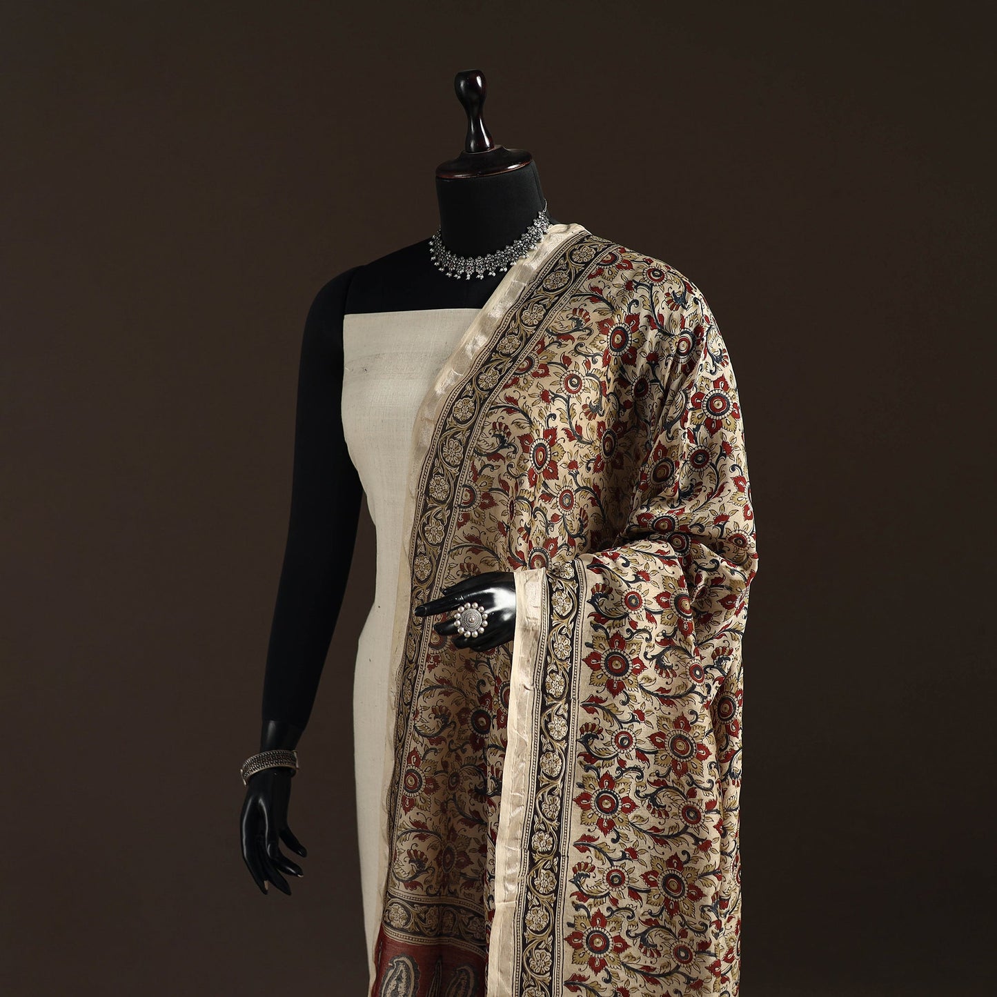 Orange - pedana natural dyed hand kalamkari dupatta