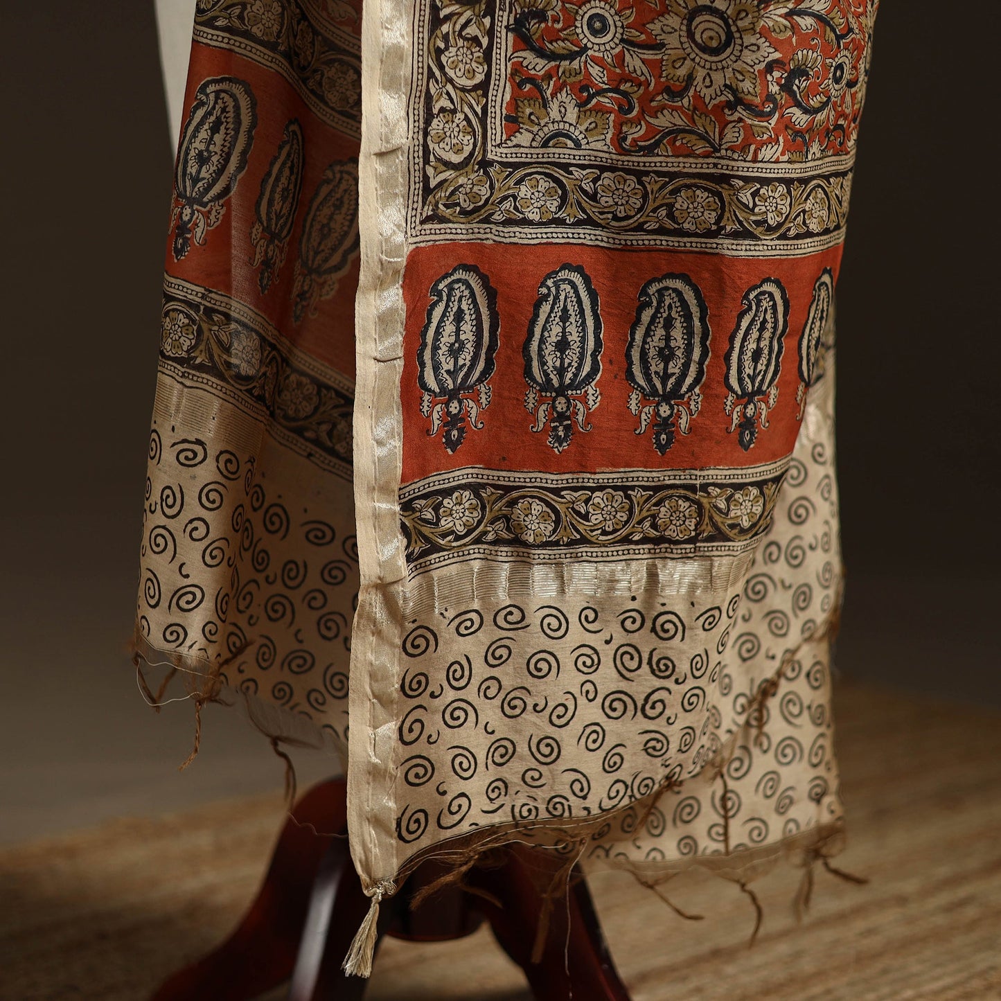 Orange - pedana natural dyed hand kalamkari dupatta