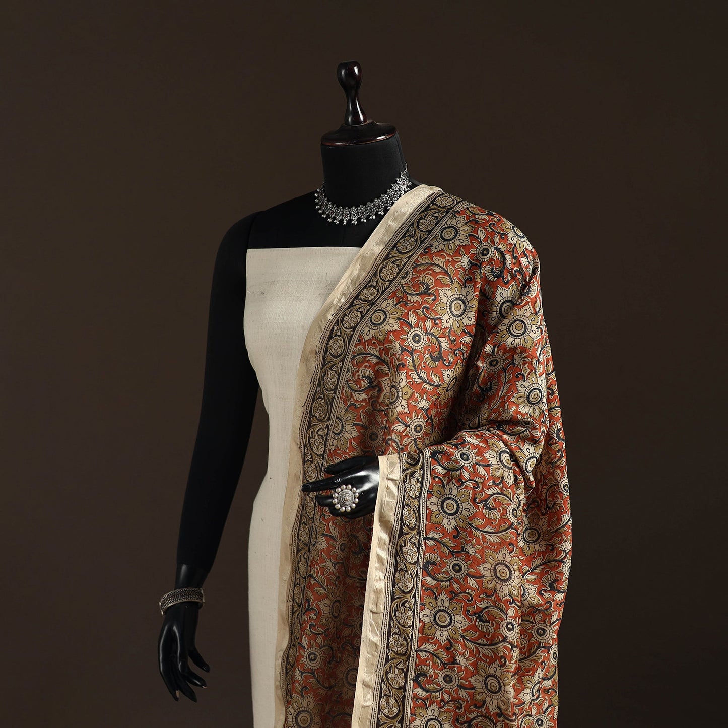 Orange - pedana natural dyed hand kalamkari dupatta