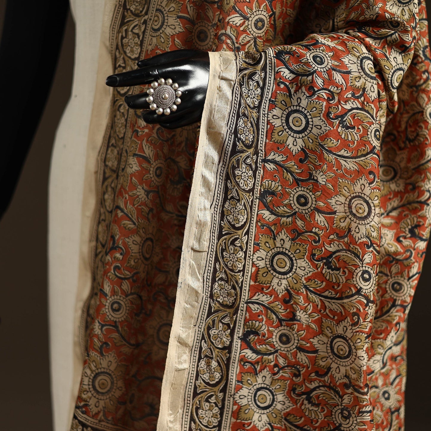 Orange - pedana natural dyed hand kalamkari dupatta