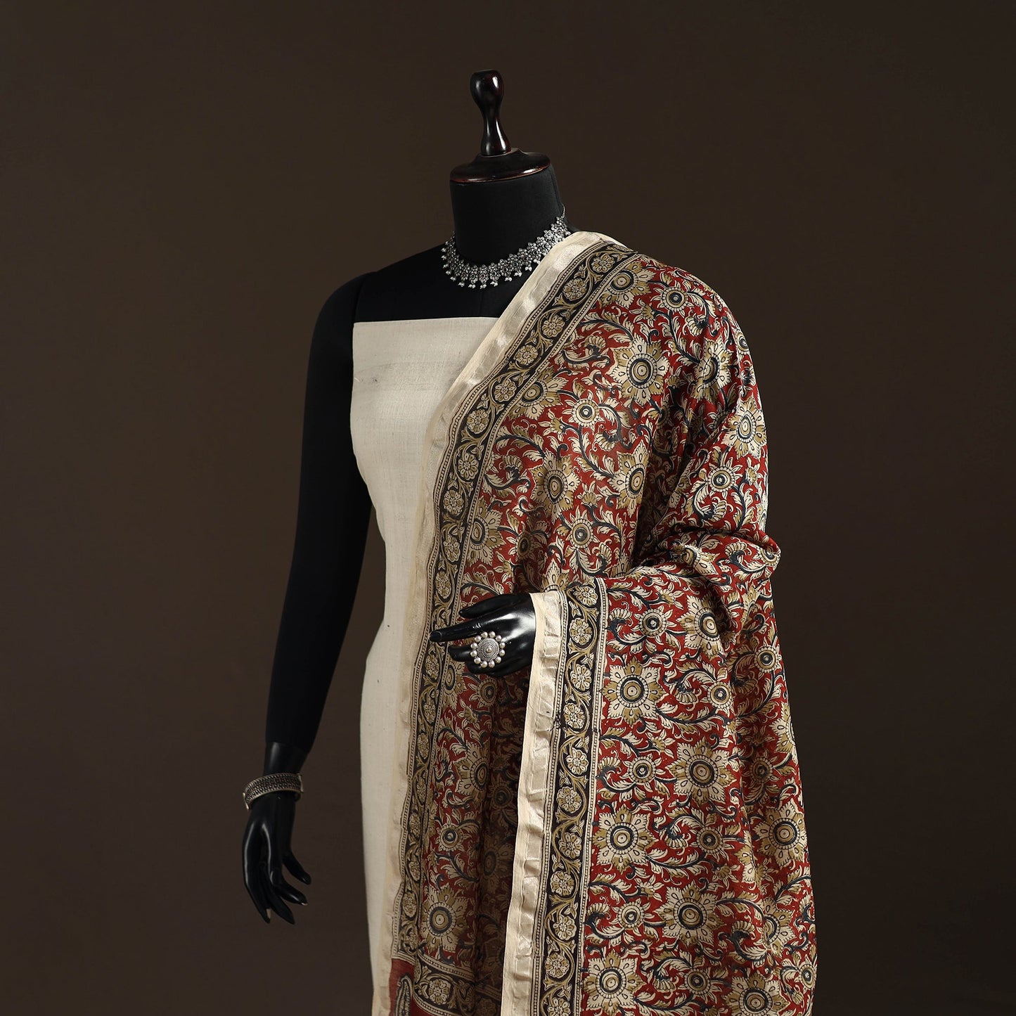 Orange - pedana natural dyed hand kalamkari dupatta