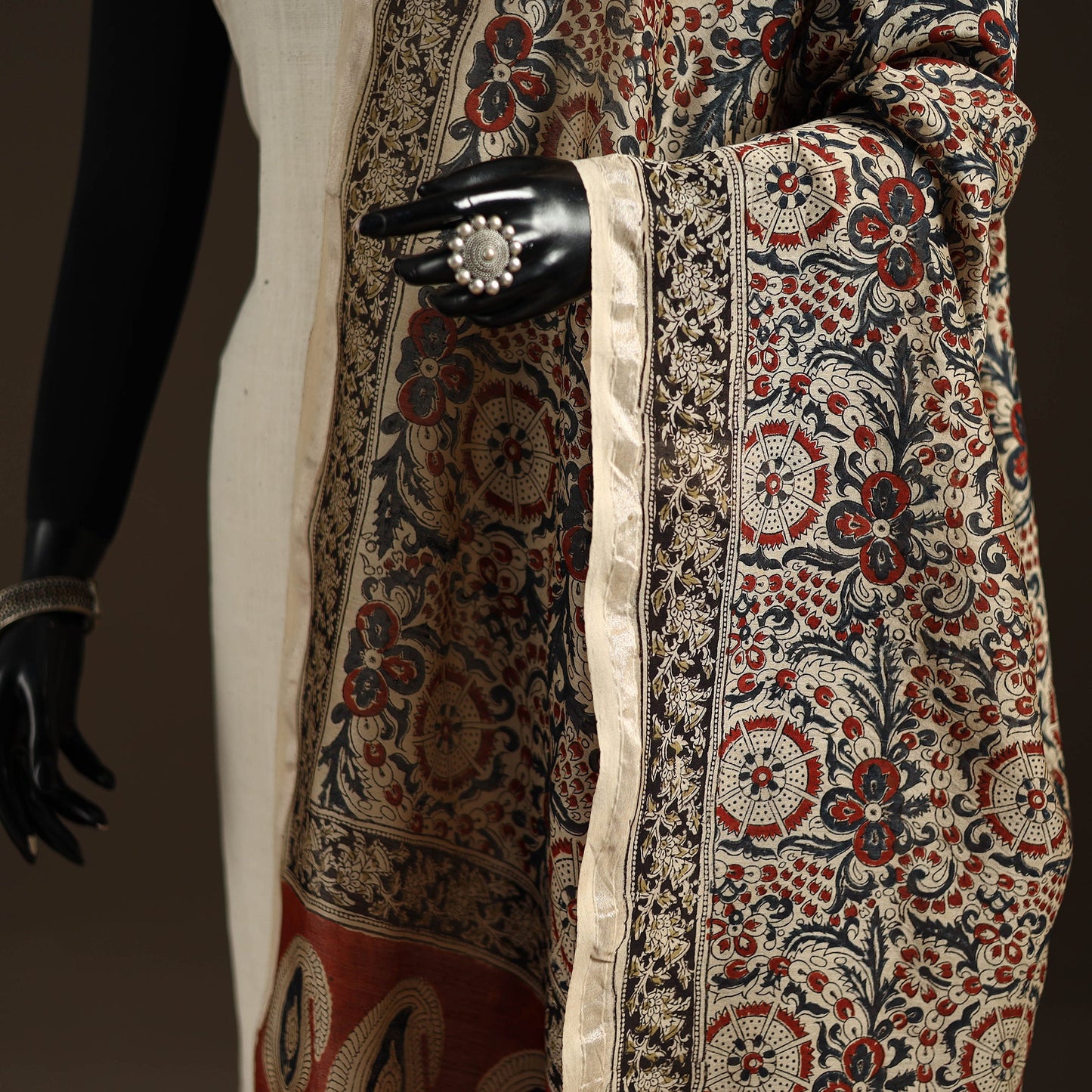 Orange - pedana natural dyed hand kalamkari dupatta