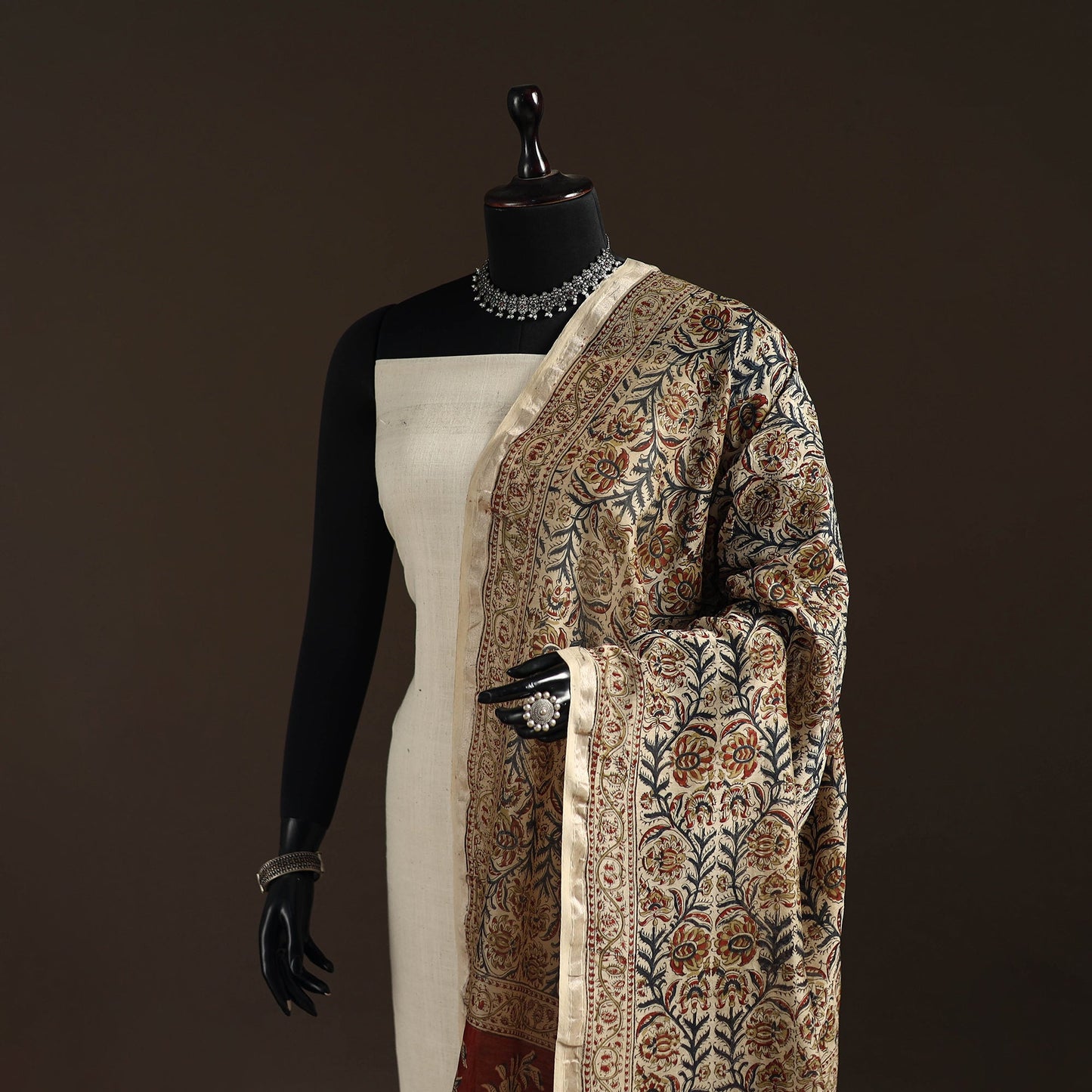 Orange - pedana natural dyed hand kalamkari dupatta
