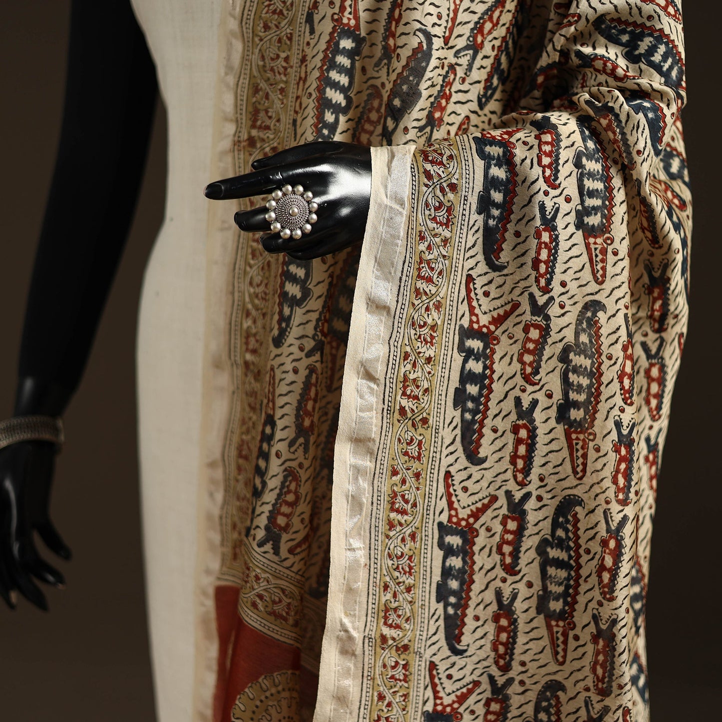 Orange - pedana natural dyed hand kalamkari dupatta