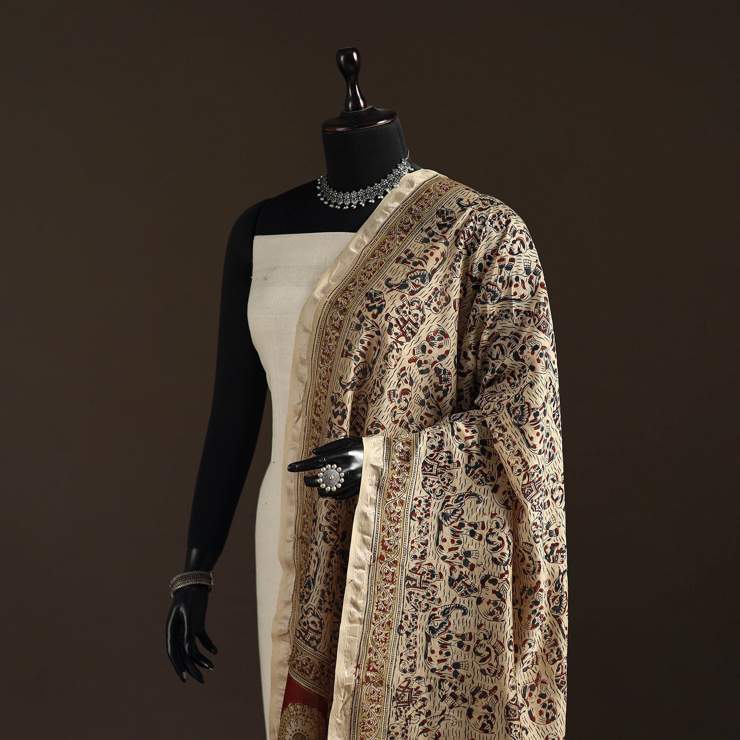 Orange - pedana natural dyed hand kalamkari dupatta