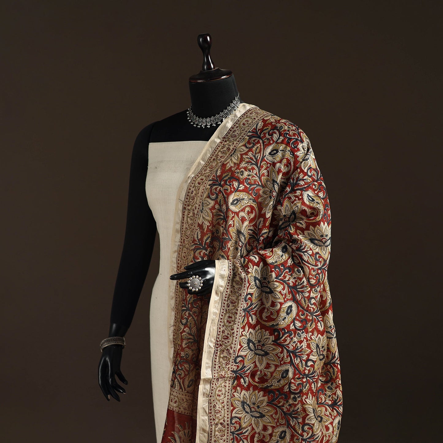 Orange - pedana natural dyed hand kalamkari dupatta