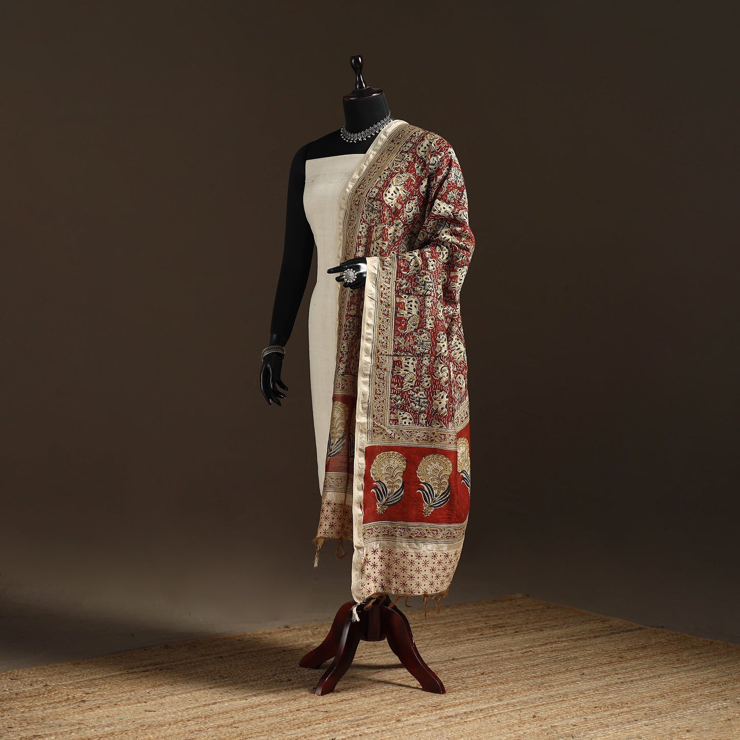 Orange - pedana natural dyed hand kalamkari dupatta