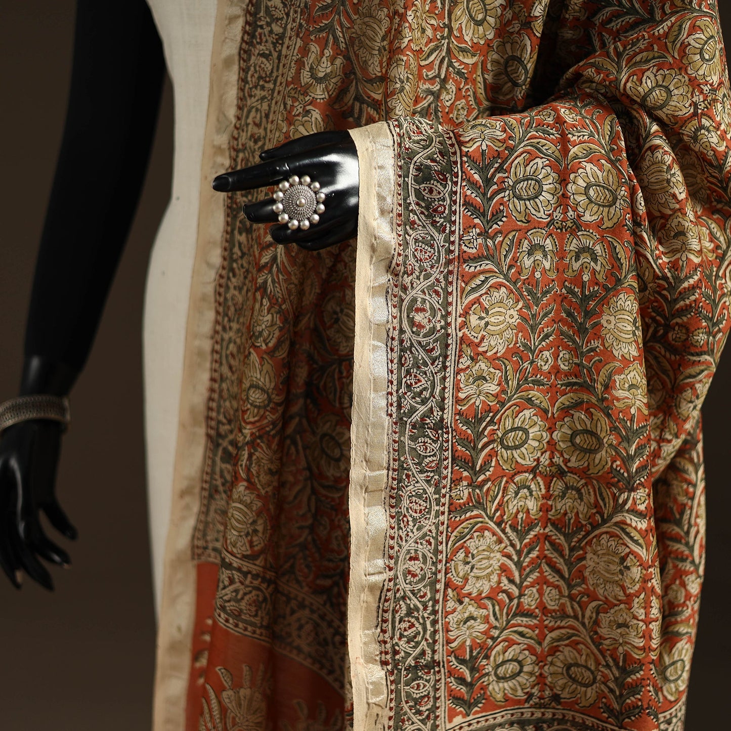 Orange - pedana natural dyed hand kalamkari dupatta