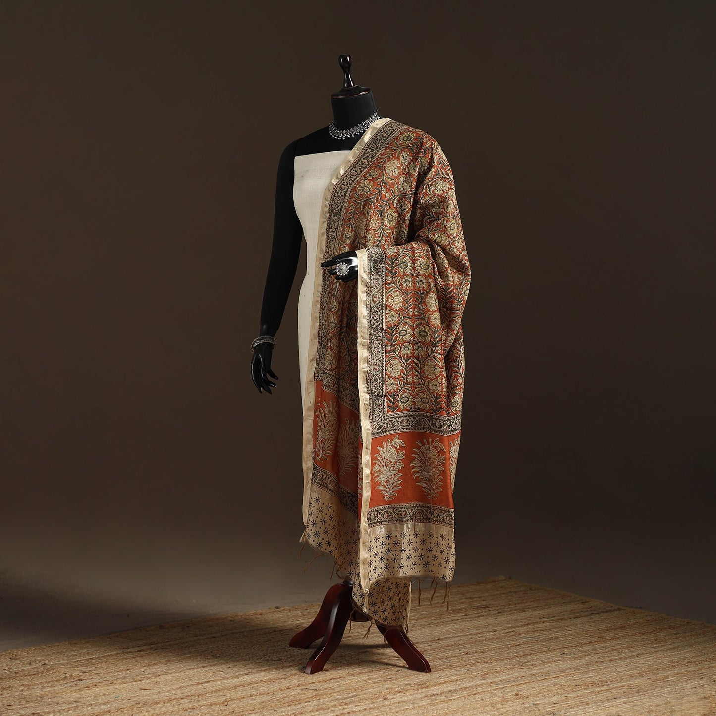 Orange - pedana natural dyed hand kalamkari dupatta