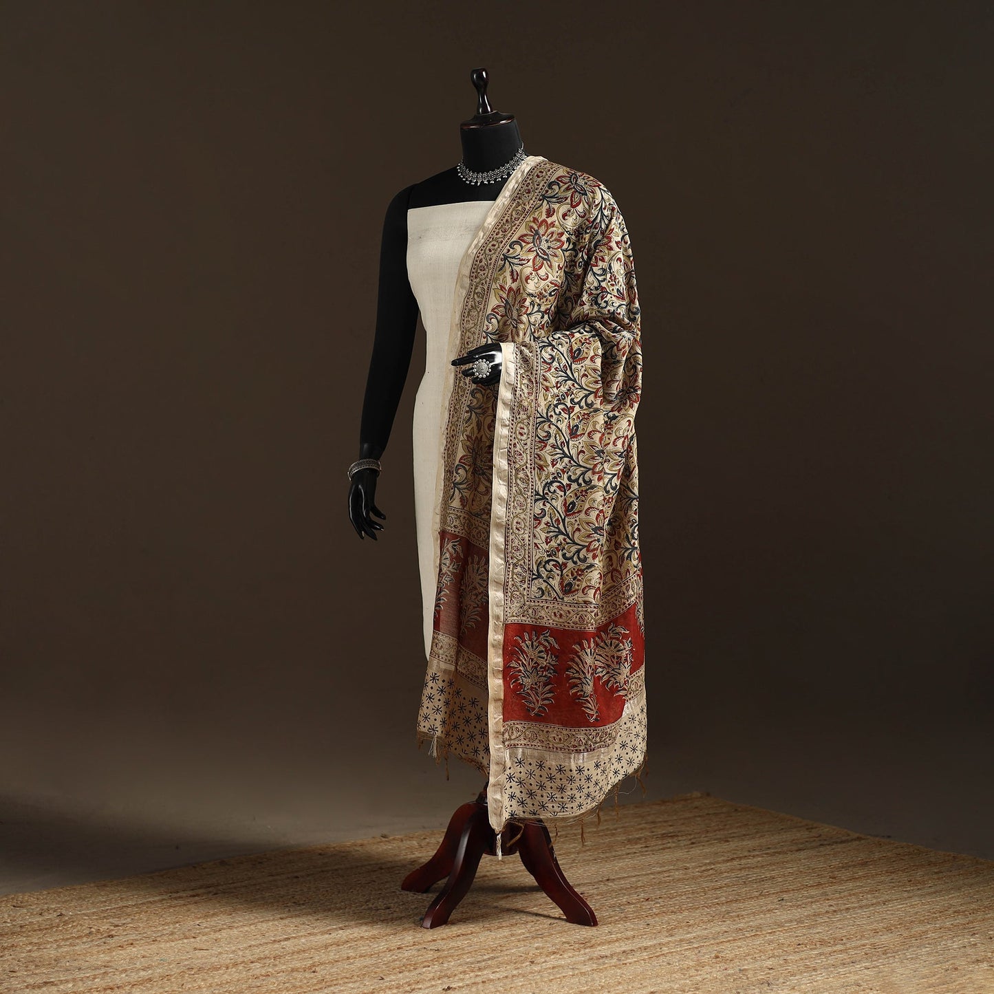 Orange - pedana natural dyed hand kalamkari dupatta
