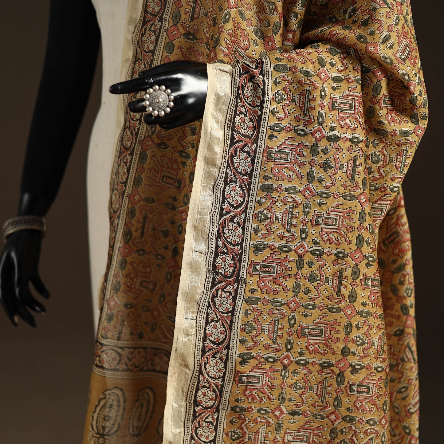 Orange - pedana natural dyed hand kalamkari dupatta