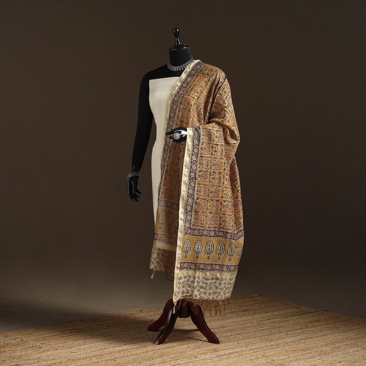 Orange - pedana natural dyed hand kalamkari dupatta