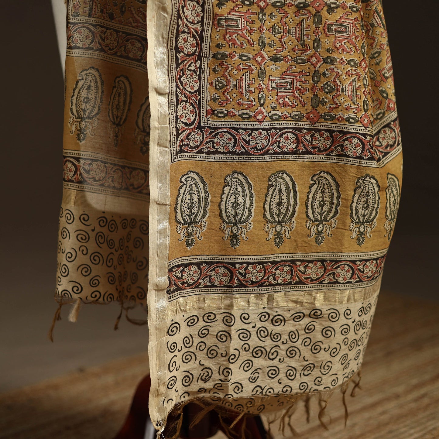 Orange - pedana natural dyed hand kalamkari dupatta