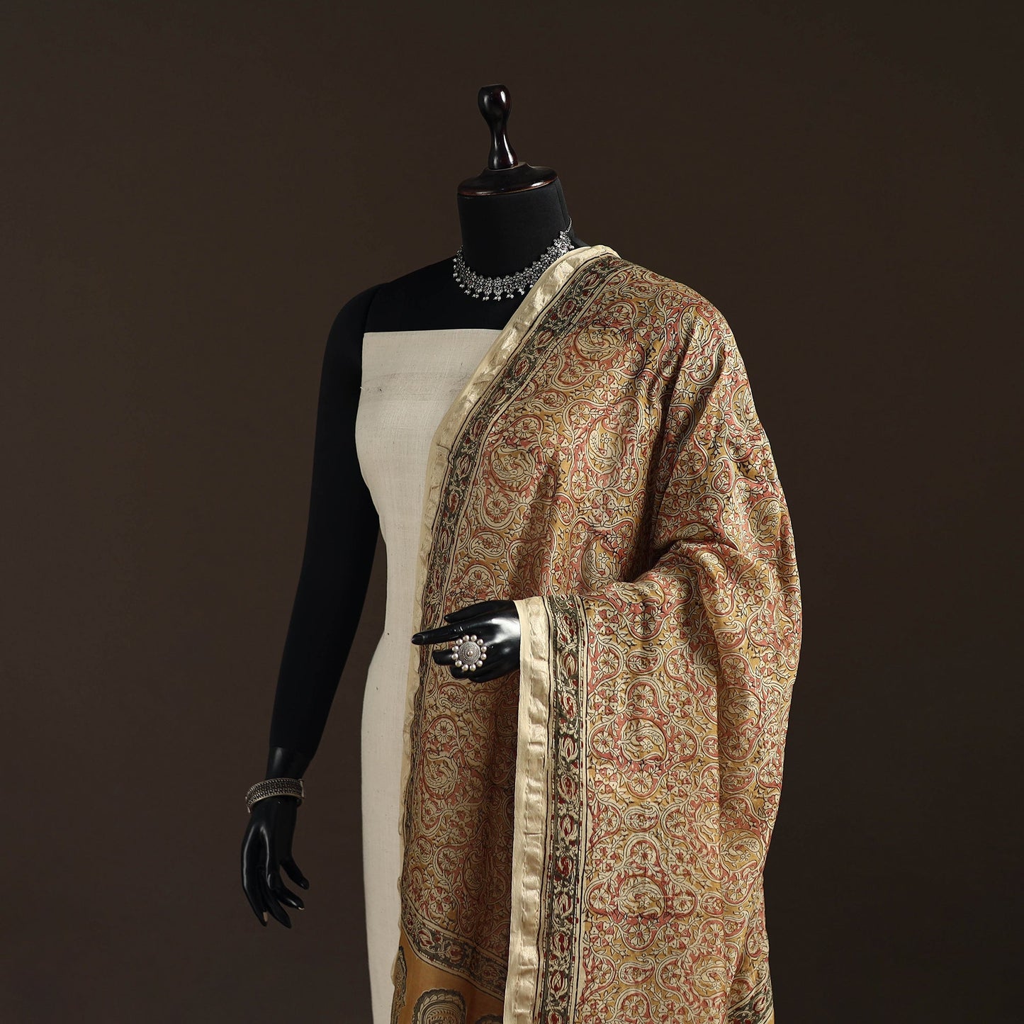 Orange - pedana natural dyed hand kalamkari dupatta