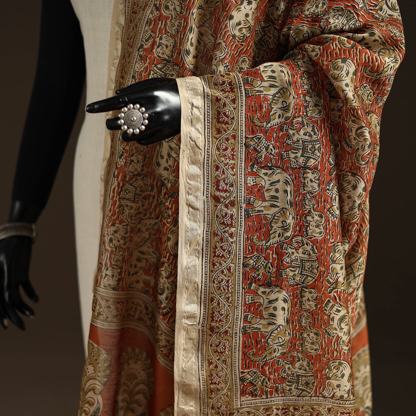 Orange - pedana natural dyed hand kalamkari dupatta