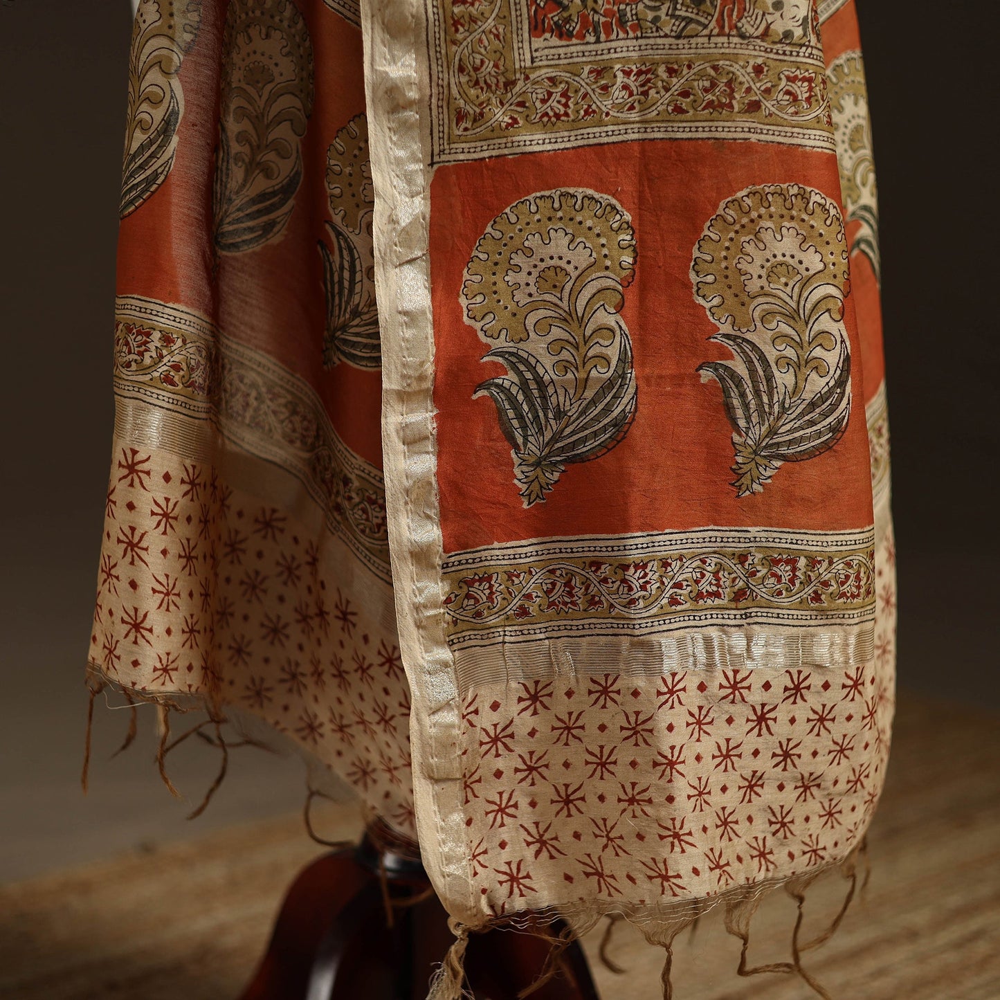 Orange - pedana natural dyed hand kalamkari dupatta