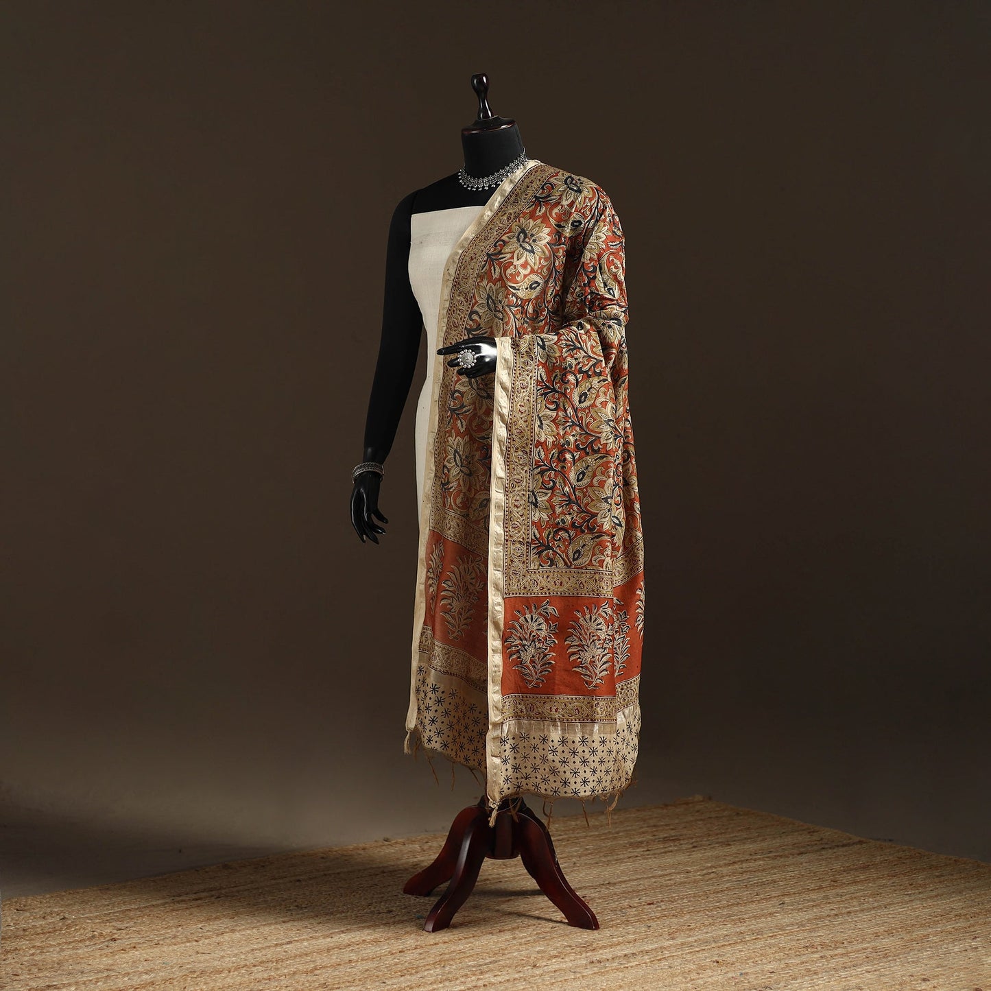 Orange - pedana natural dyed hand kalamkari dupatta