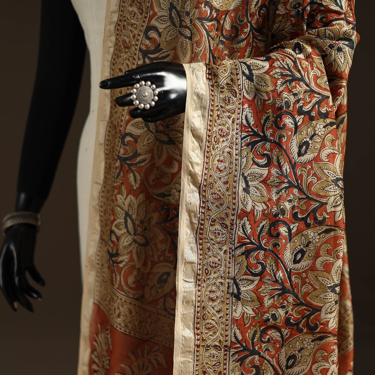 Orange - pedana natural dyed hand kalamkari dupatta