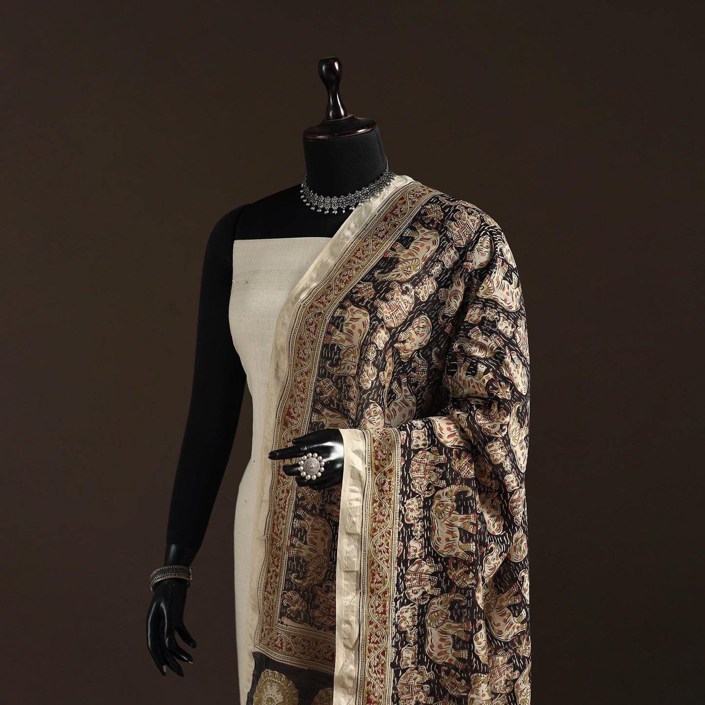 Orange - pedana natural dyed hand kalamkari dupatta