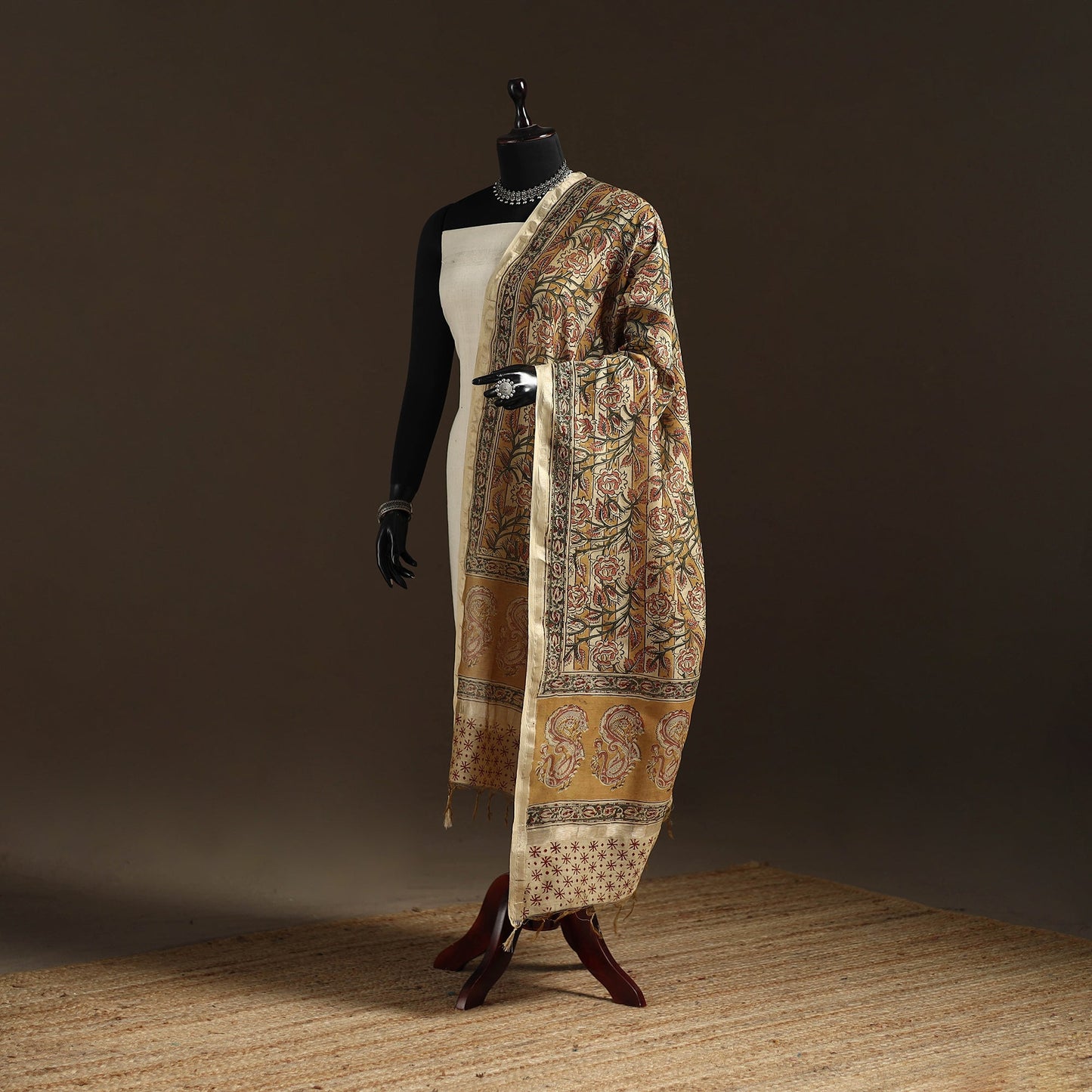 Orange - pedana natural dyed hand kalamkari dupatta