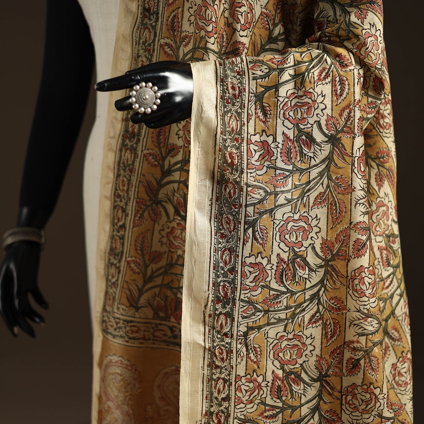 Orange - pedana natural dyed hand kalamkari dupatta