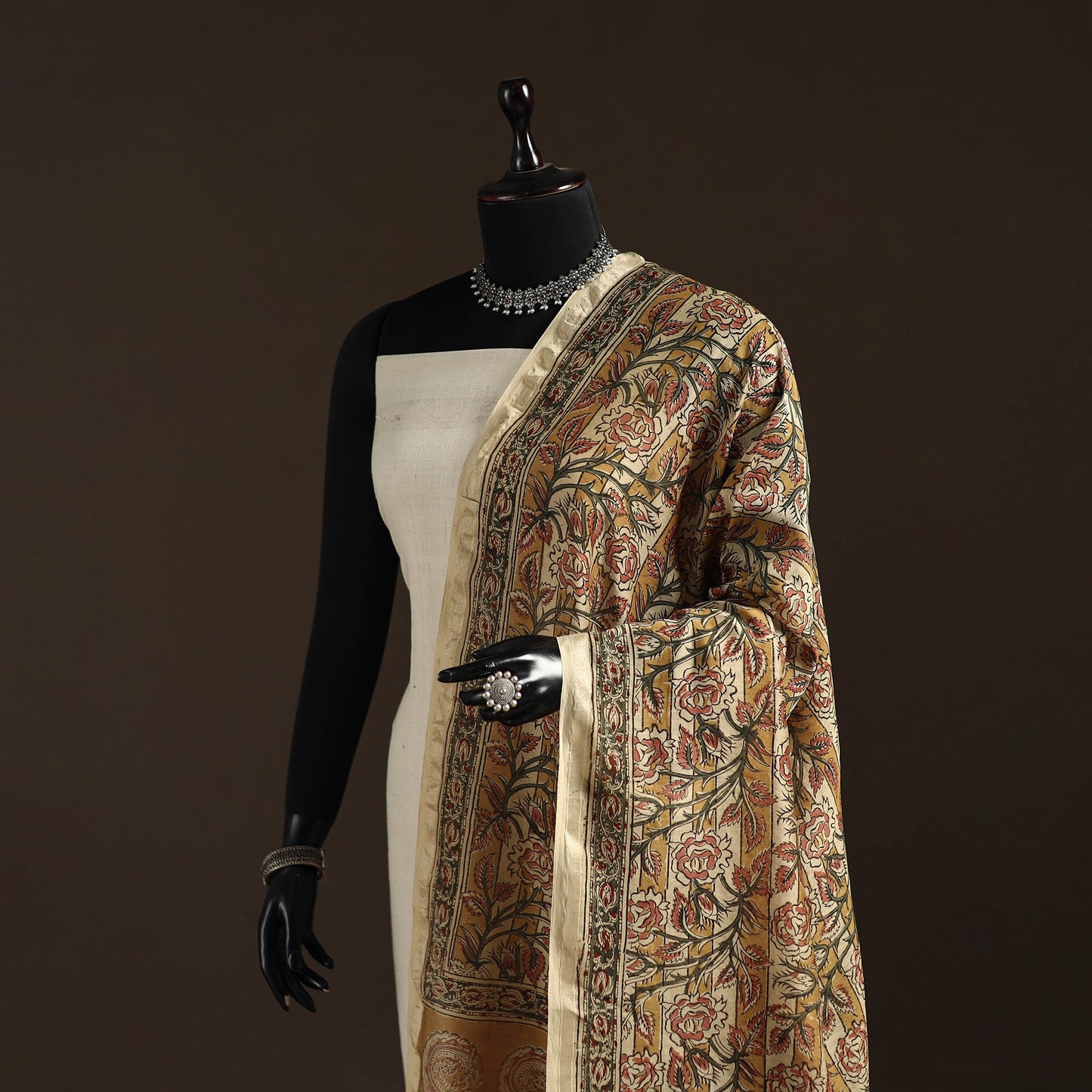 Orange - pedana natural dyed hand kalamkari dupatta