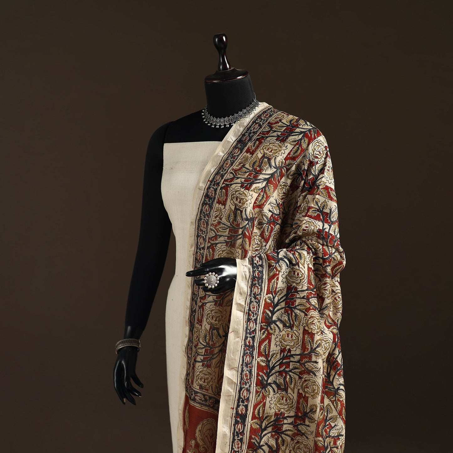 Orange - pedana natural dyed hand kalamkari dupatta