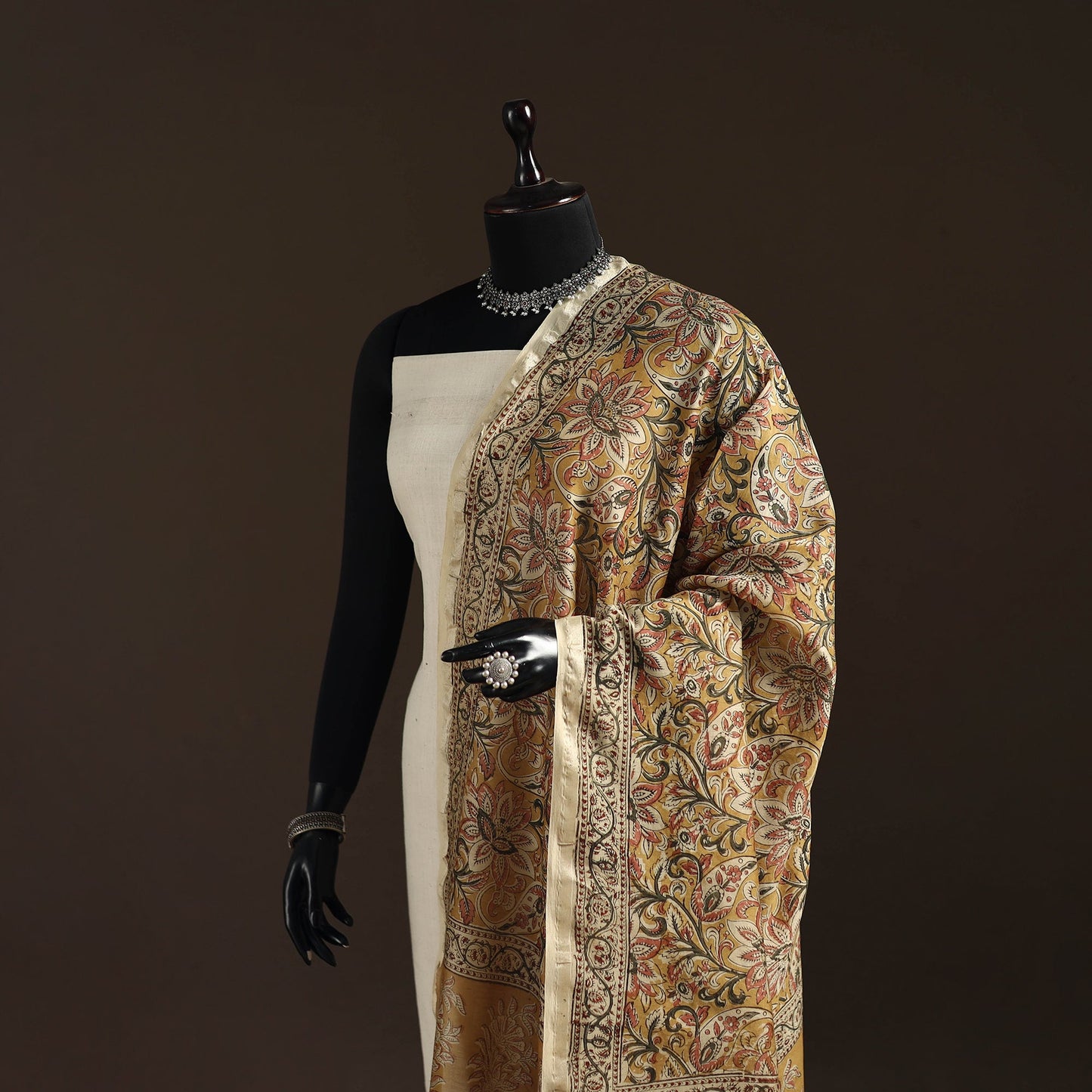 Orange - pedana natural dyed hand kalamkari dupatta