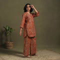 Orange Pedana Natural Dyed Block Print Kalamkari Co-ord Set 