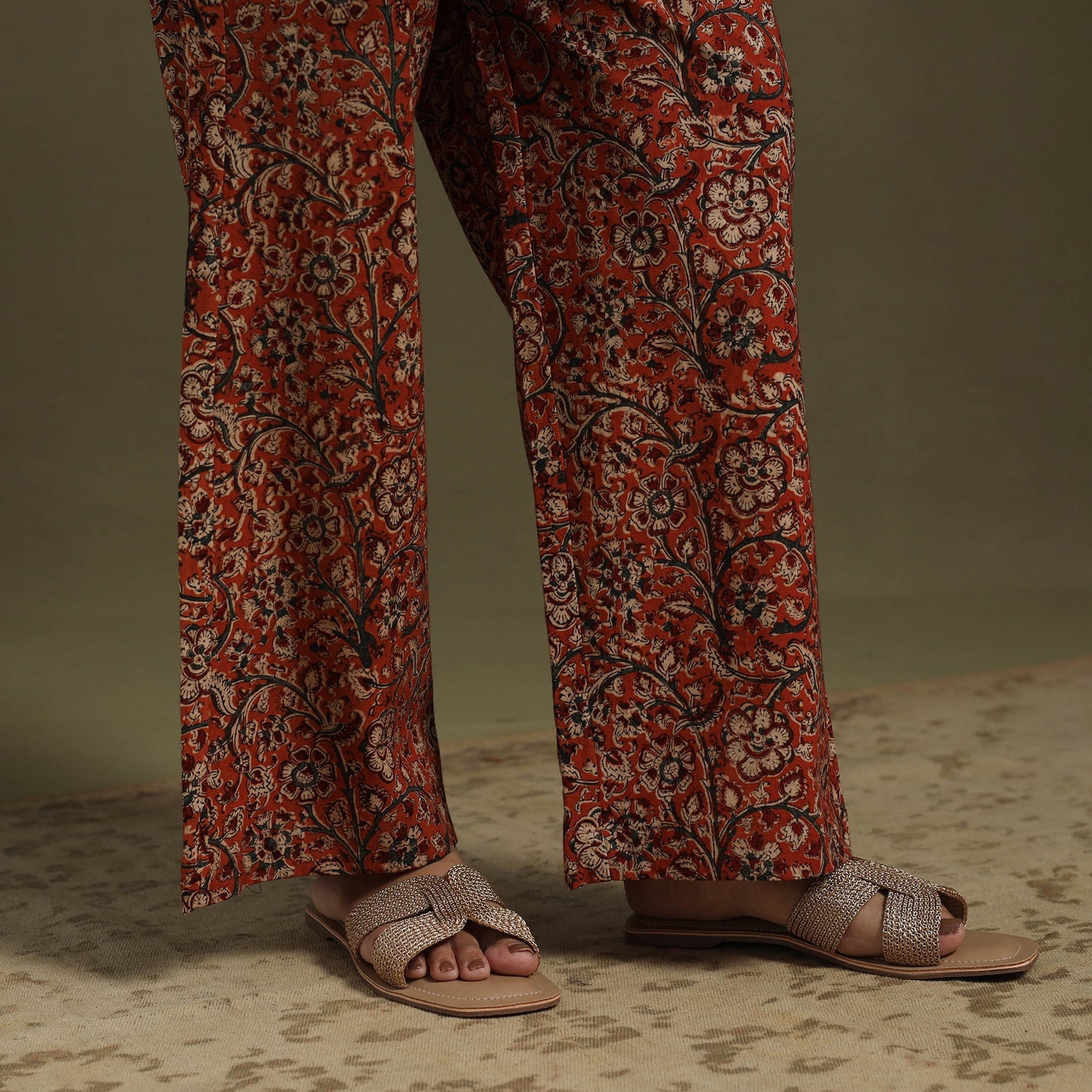 Orange Pedana Natural Dyed Block Print Kalamkari Co-ord Set 