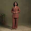Orange Pedana Natural Dyed Block Print Kalamkari Co-ord Set 