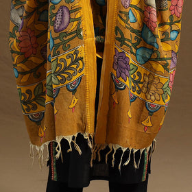 Orange - pen work chanderi silk handpainted kalamkari